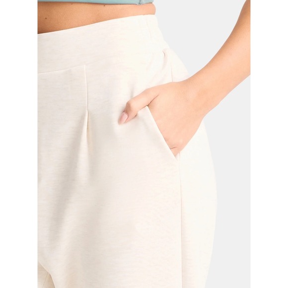 Avia Womens Pleated High Rise Joggers Cream Heather Scubaknit Size M 8-10 - Picture 5 of 6